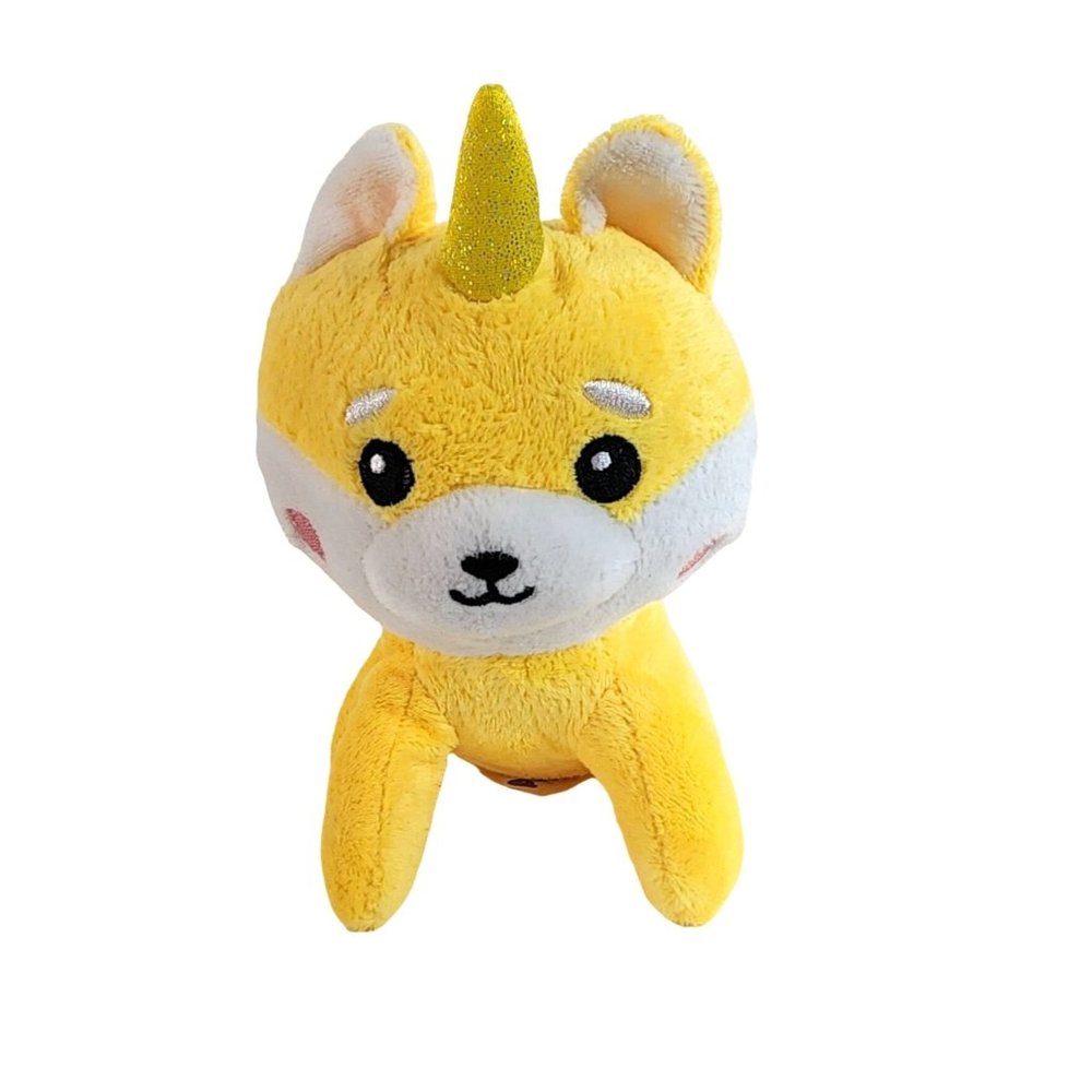 Pomkinz Pet Pals Yellow Puppy Dog Unicorn Pup Soft Plush Stuffed Animal Toy